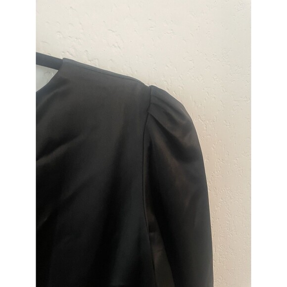 Ieena for Mac Duggal Satin Jumpsuit Black Long Sleeve Deep V size 14 - Picture 4 of 6